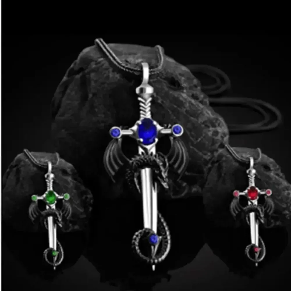 Dragon Sword Emerald Pendant Necklace